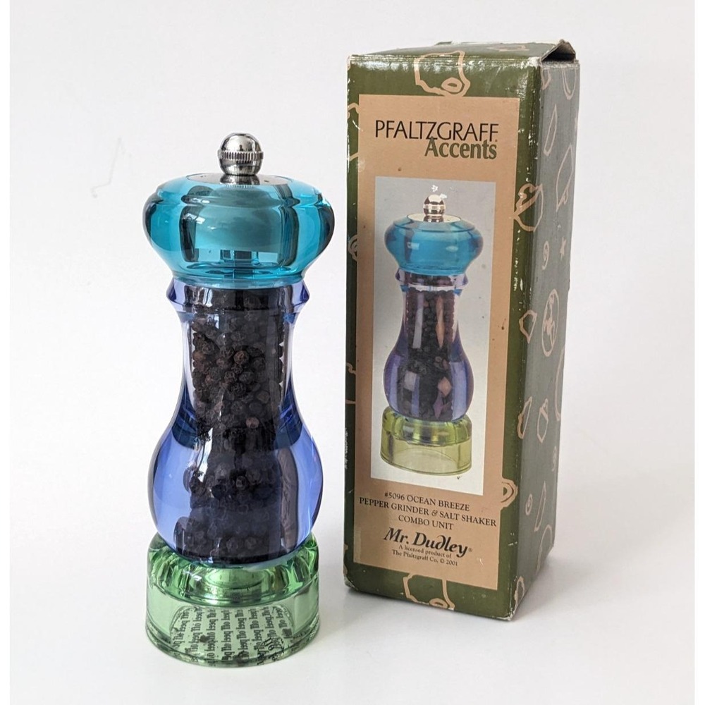 VTG 2001 Pfaltzgraff Ocean Breeze Lucite Salt Shaker & Pepper Grinder Mr. Dudley